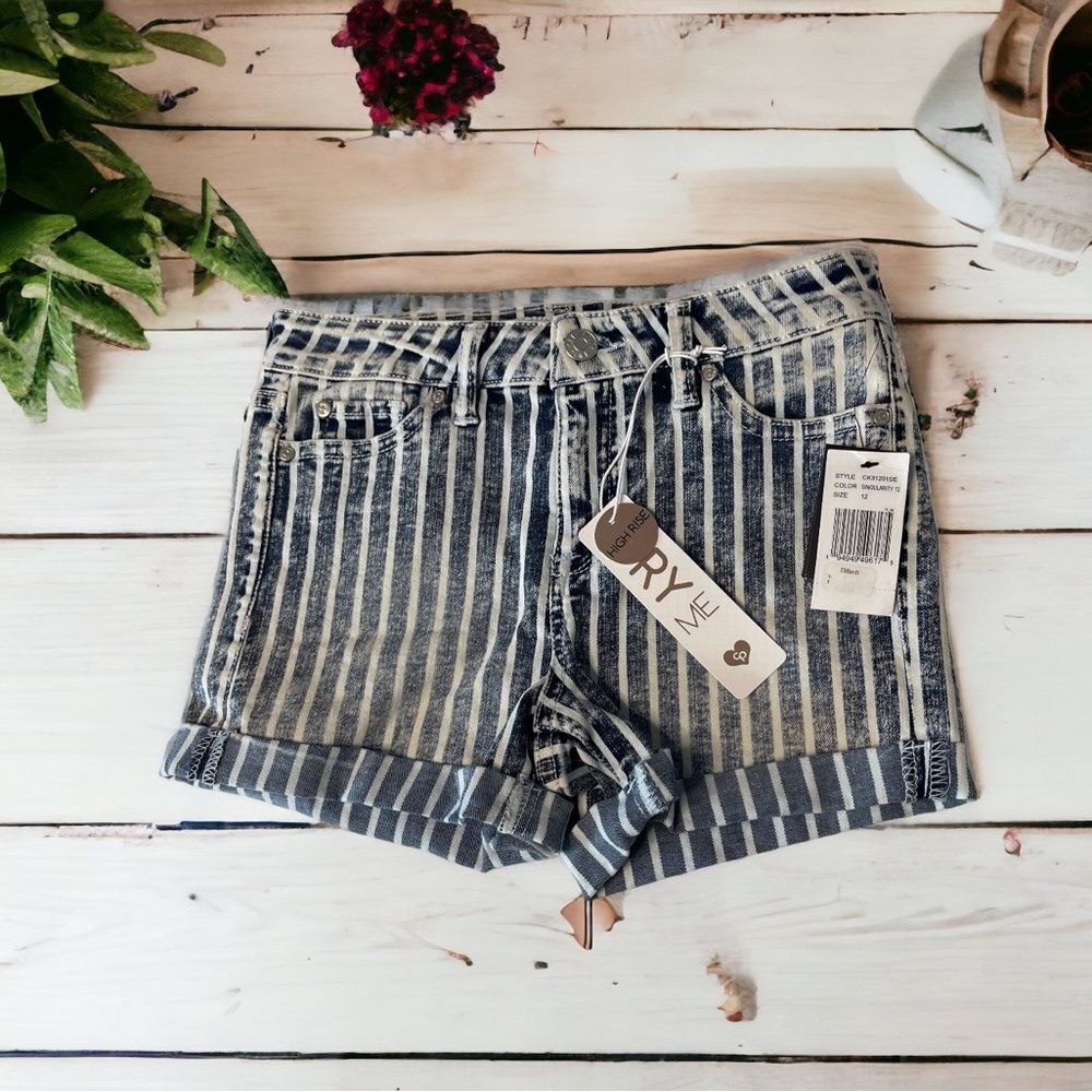 Celebrity Pink High Rise Striped Denim Shorts